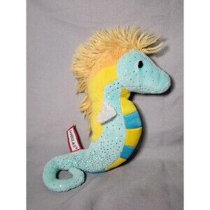 Douglas Cuddle Toy Seahorse Plush Aqua Blue Orange Yellow Sparkly Stuffed Animal